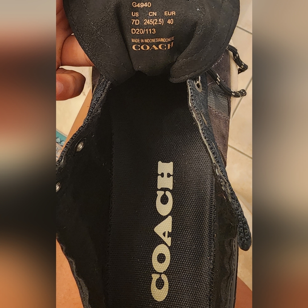 Coach Men's Charcoal and Cream Sneakers - Picture 4 of 4
